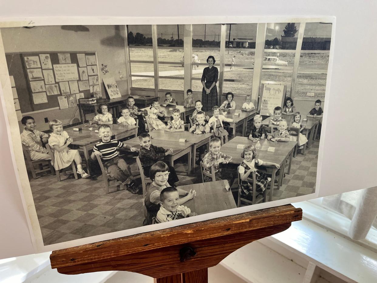 Hilda McCarter and the students photographed in 1956 at Hartsfield Elementary School.