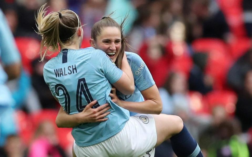 Manchester City's Keira Walsh with Abbie McManus - Action Images via Reuters