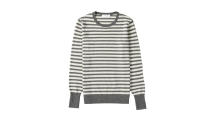 <p>The cashmere crew, $100,<a rel="nofollow noopener" href="https://www.everlane.com/products/womens-cashmere-crew2-charcoal-bonestripe?collection=womens-sweaters" target="_blank" data-ylk="slk:everlane.com;elm:context_link;itc:0;sec:content-canvas" class="link "> everlane.com</a> </p>