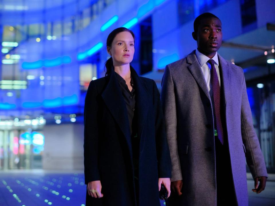 Grainger returns as DCI Rachel Carey with newcomer Paapa Essiedu in season two of ‘The Capture’ (BBC/Heyday/NBC Universal)