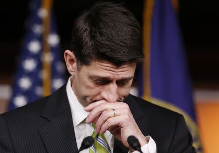 House Speaker Paul Ryan (R-WI) holds a news conference after Republicans pulled the American Health Care Act bill to repeal and replace the Affordable Care Act act known as Obamacare, prior to a vote at the U.S. Capitol in Washington, March 24, 2017. REUTERS/Jonathan Ernst