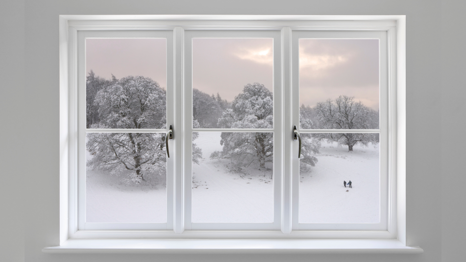 A tightly sealed window prevents drafts in winter.