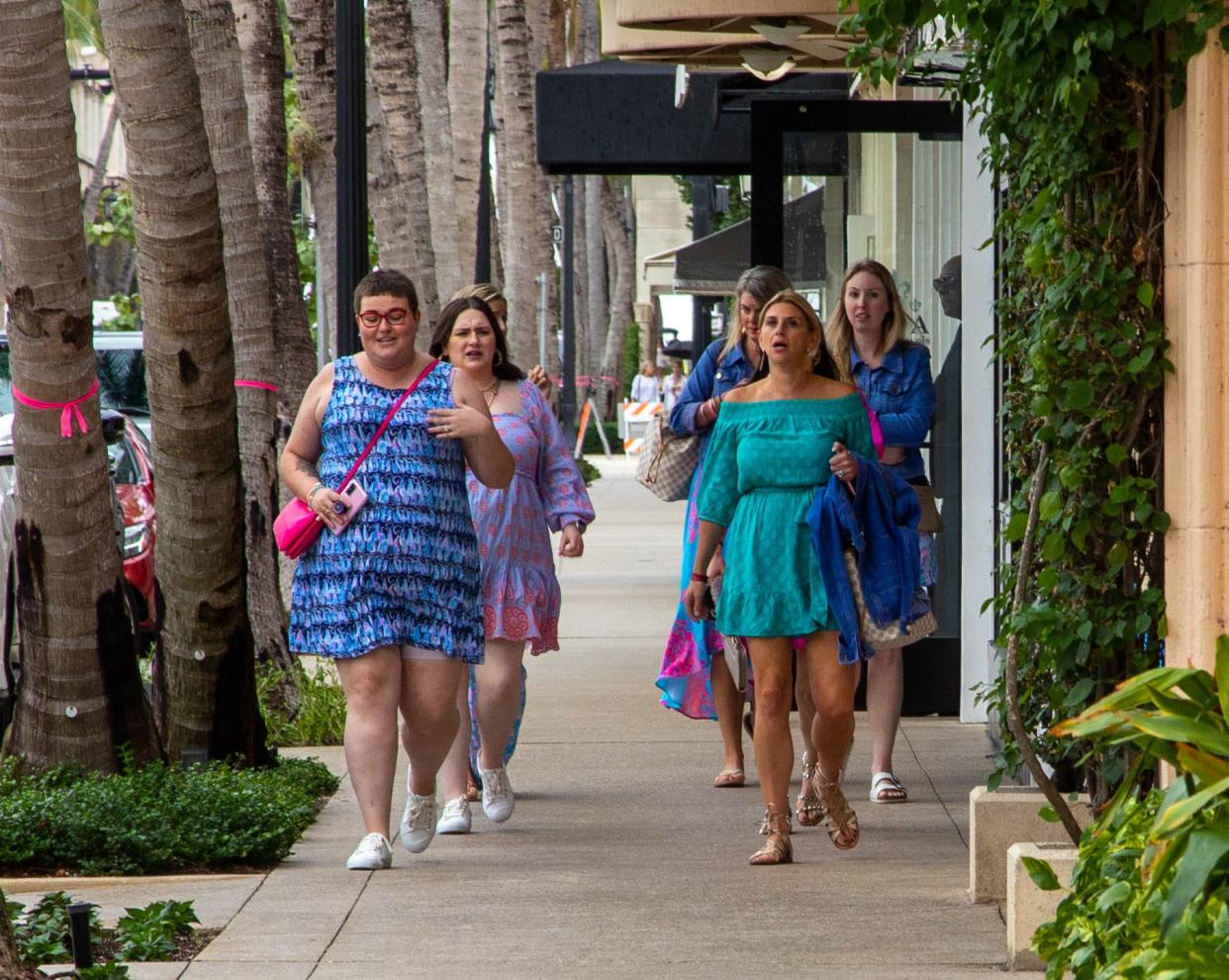 A group of women walk along Worth Avenue on Oct. 19. Like other shopping areas in town, the Avenue has no vacancies.