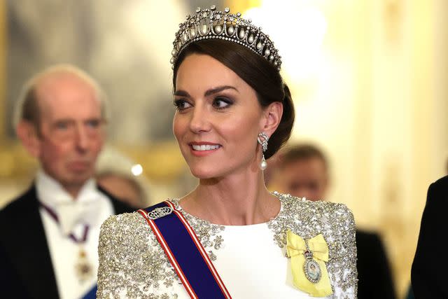 Chris Jackson/Getty Kate Middleton wears a tiara at the 2022 state banquet