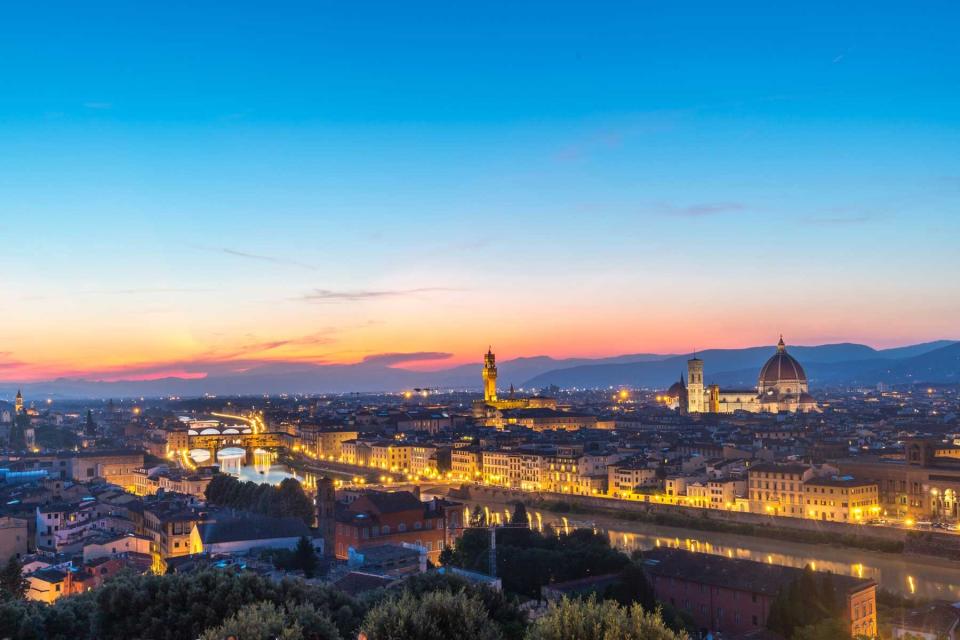 The view from Piazzale Michelangelo over to Florence at sunset