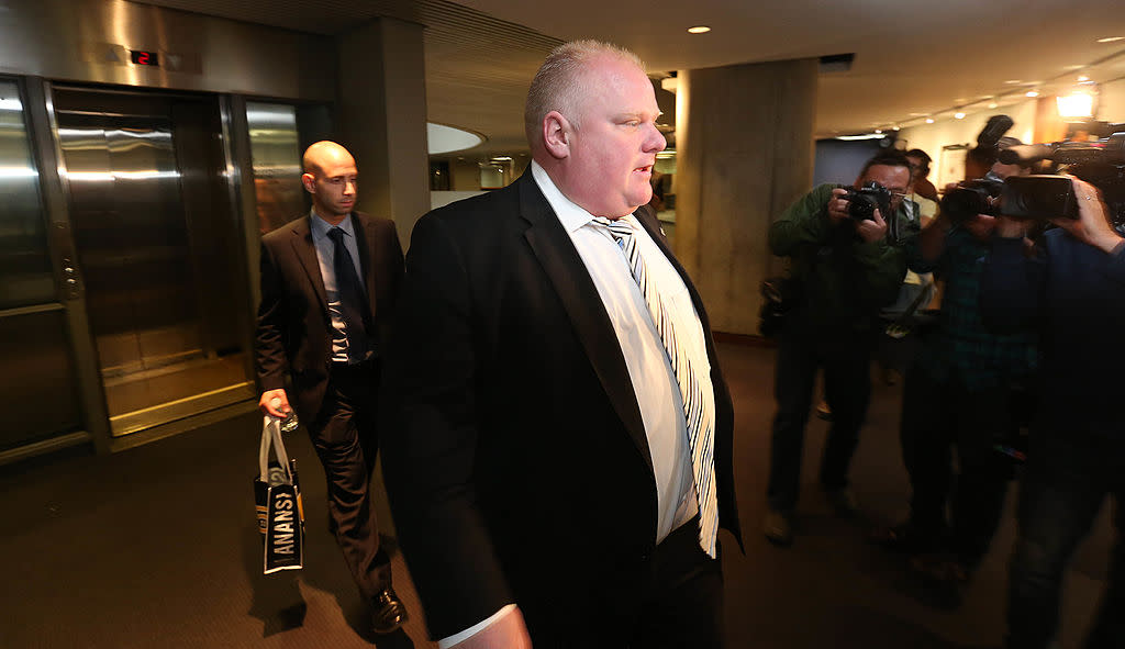 Toronto Mayor Rob Ford walks into his office, June 6, 2013. 