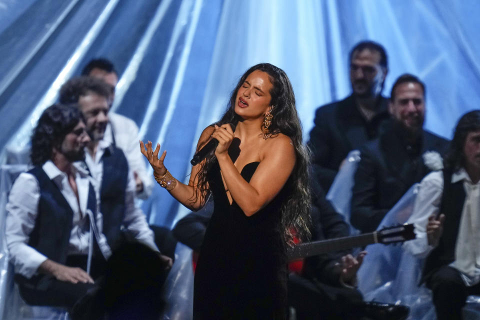 Rosalia performs during the 24th annual Latin Grammy Awards in Seville, Spain, Thursday, Nov. 16, 2023. (Photo by Jose Breton/Invision/AP)