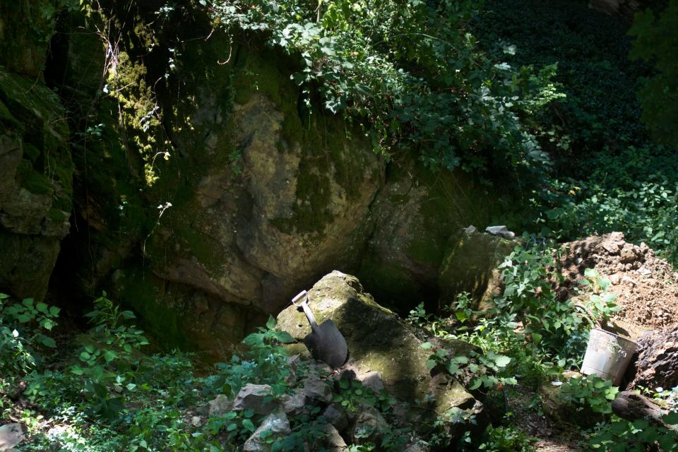 A cave that is believed to be a hideout for the Doan Gang, a revolutionary war gang on the British side that terrorized Bucks County, as seen in Buckingham on Friday, July 22, 2022.