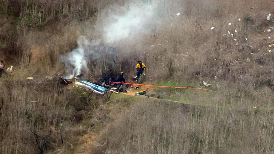 The site of a helicopter crash, pictured here after Kobe Bryant was killed.