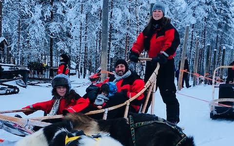 Claire Irvin and family in Finnish Lapland