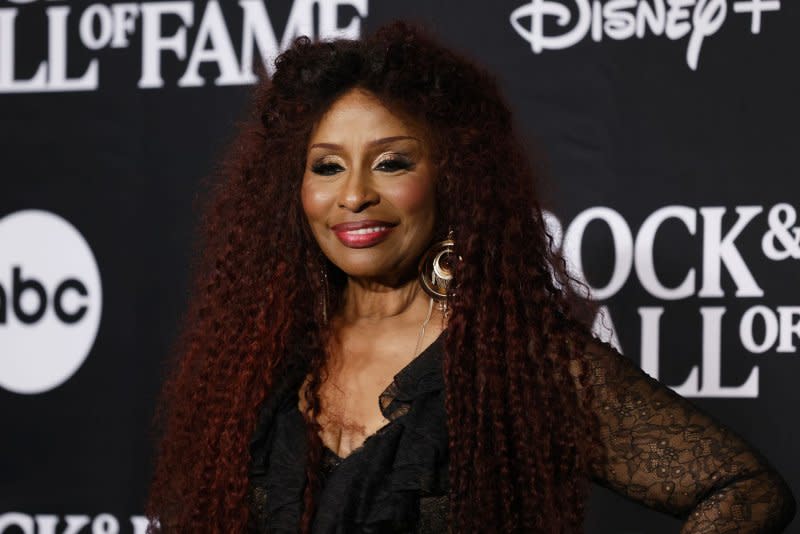 Inductee Chaka Khan arrives in the press room after being inducted into the Roll Hall Of Fame at the 38th Annual Rock & Roll Hall Of Fame Induction Ceremony at Barclays Center on Friday in New York City. Photo by John Angelillo/UPI