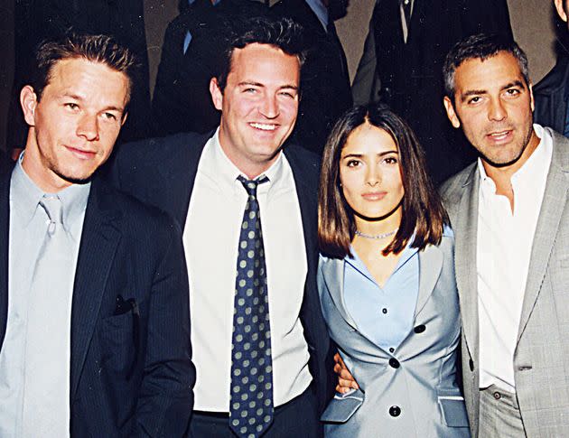 From Left: Mark Wahlberg, Perry, Salma Hayek and Clooney in 1998. The former 