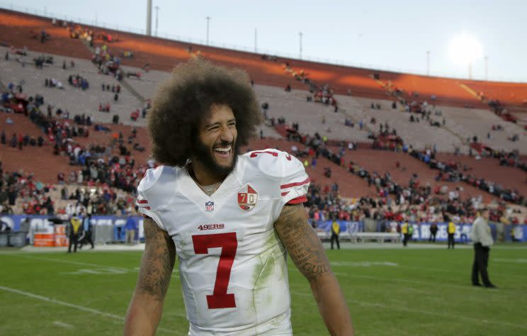 The phone doesn't appear to be ringing for the services of Colin Kaepernick. (AP) 