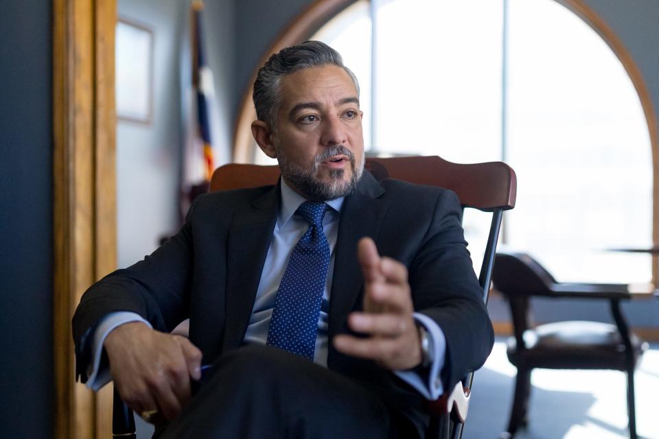 State Sen. Cesar Blanco, D-El Paso, sits at his office in Downtown El Paso on Thursday, Sept. 28, 2023. Blanco officially announced his Texas Senate reelection campaign in late September.