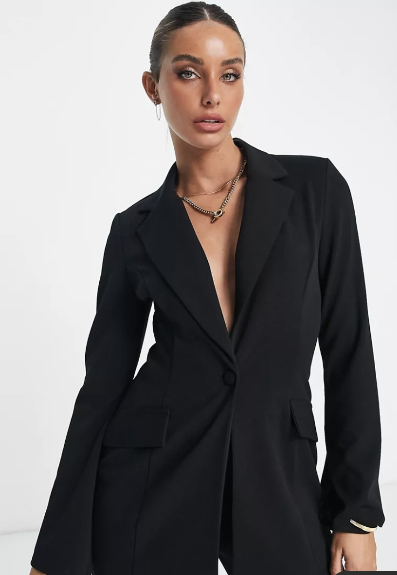 ASOS DESIGN jersey suit split sleeve tux blazer, $64