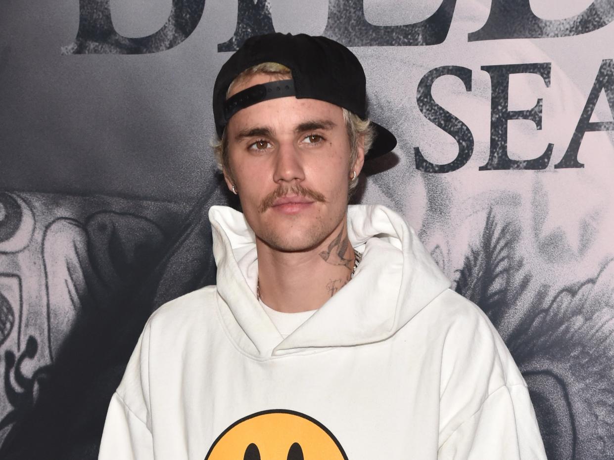 Justin Bieber attends the premiere of the documentary ‘Justin Bieber: Seasons’ on 27 January 2020 in Los Angeles, California (Alberto E Rodriguez/Getty Images)