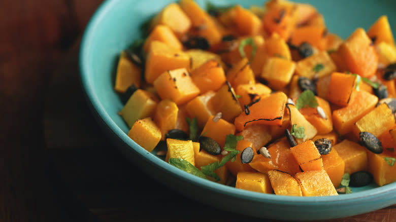 Cooked winter squash in bowl