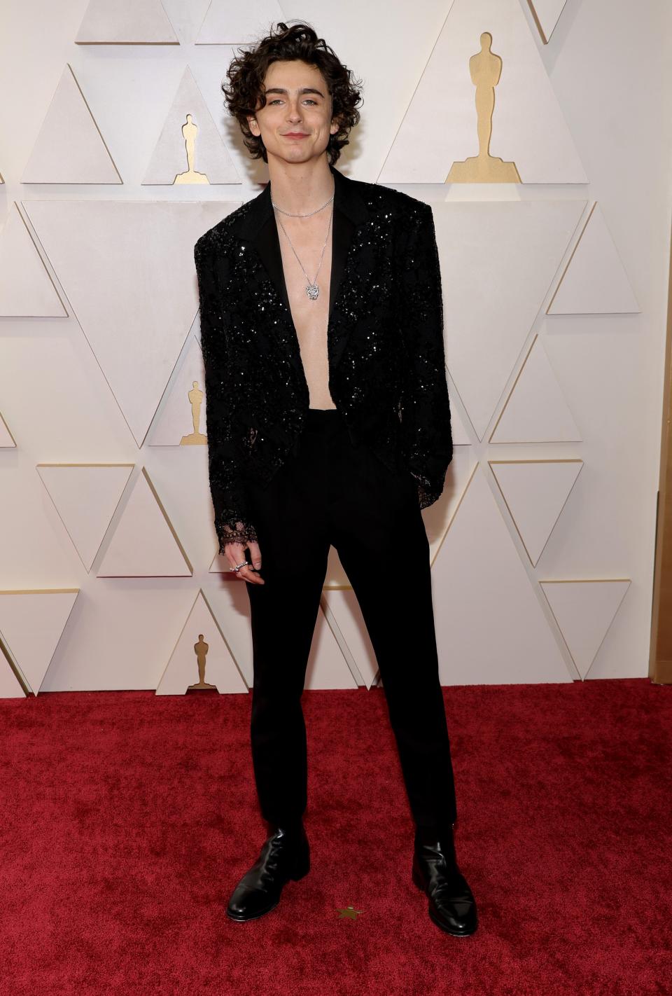 Timothée Chalamet attends the 94th Annual Academy Awards