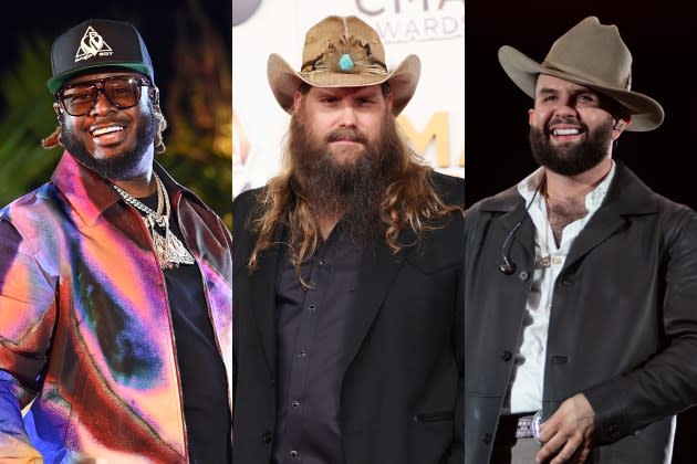 T-Pain, Chris Stapleton, and Carin León have all put their spin on "Tennessee Whiskey." - Credit: Paras Griffin/Getty Images/BET; Christopher Polk/Variety; Aldara Zarraoa/Getty Images/Amazon Music