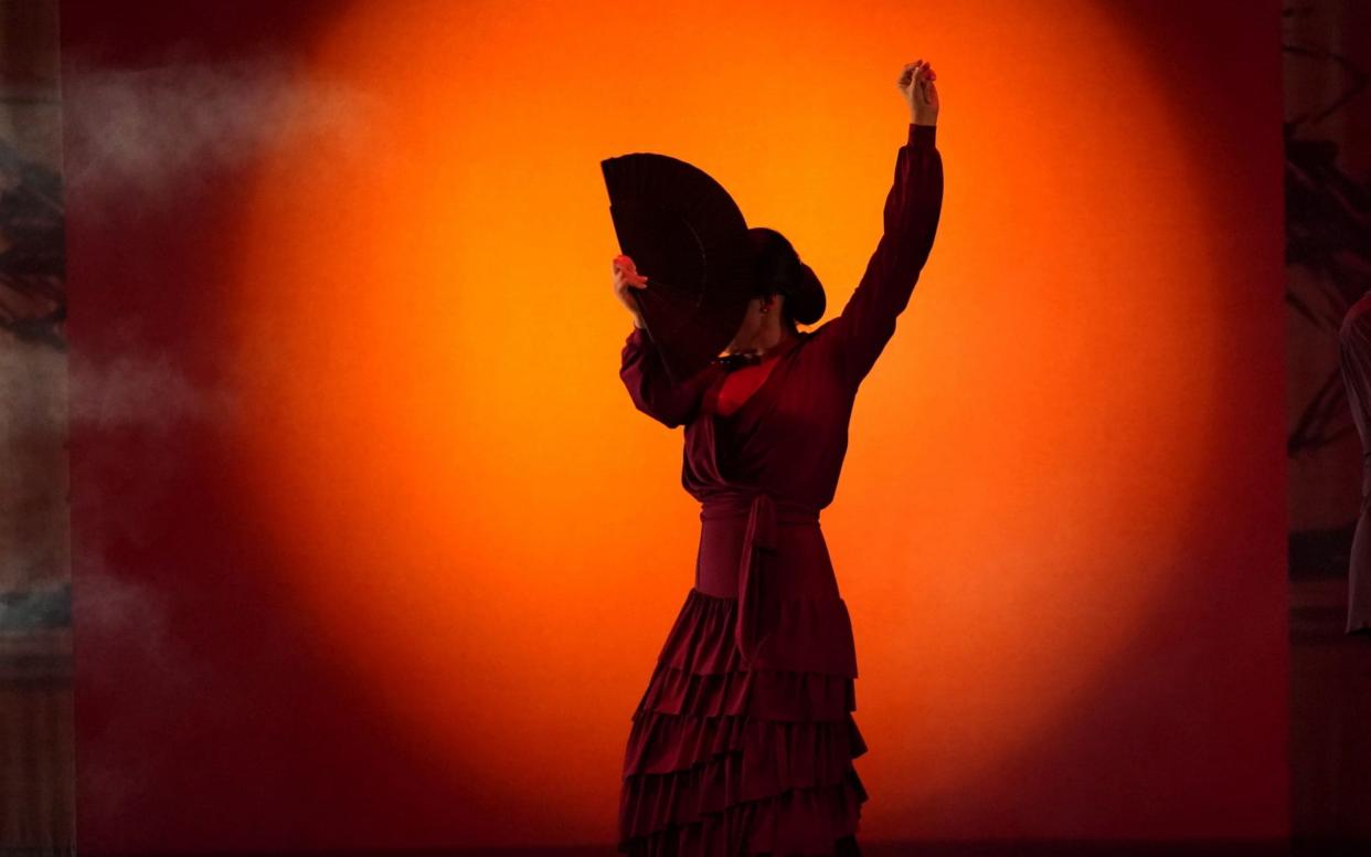 A scene from flamenco dancer Sara Baras's show Sombras - AFP