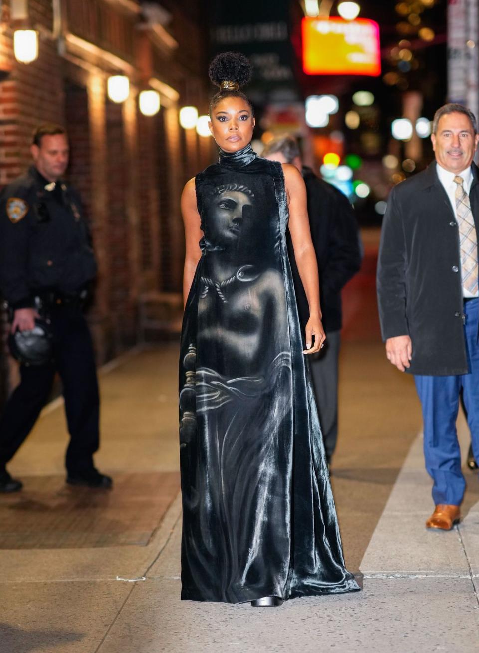 new york, new york   november 28 gabrielle union is seen leaving the late show with stephen colbert on november 28, 2022 in new york city photo by gothamgc images