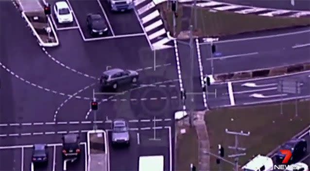 The car crossed through an intersection in front of oncoming cars. Source: 7 News