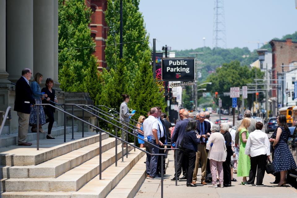 Local leaders and public figures attend a memorial service for Jerry Springer, the former Cincinnati mayor