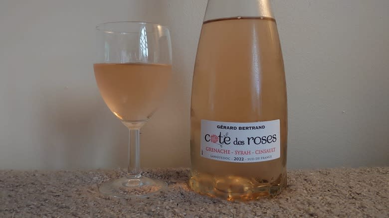 Rosé bottle and full glass