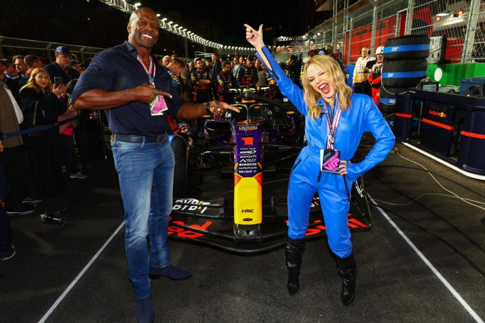Kylie Minogue and Terry Crews were among the stars on the grid in Vegas (Getty)