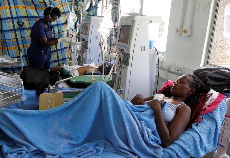 Purity Nyambura undergoes haemodialysis at the renal unit of the Kenyatta National Hospital in Nairobi