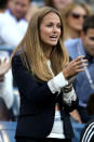 NEW YORK, NY - SEPTEMBER 10: Kim Sears, the girlfriend of Andy Murray of Great Britain applauds during his men's singles final match against Novak Djokovic of Serbia on Day Fifteen of the 2012 US Open at USTA Billie Jean King National Tennis Center on September 10, 2012 in the Flushing neighborhood of the Queens borough of New York City. (Photo by Clive Brunskill/Getty Images)