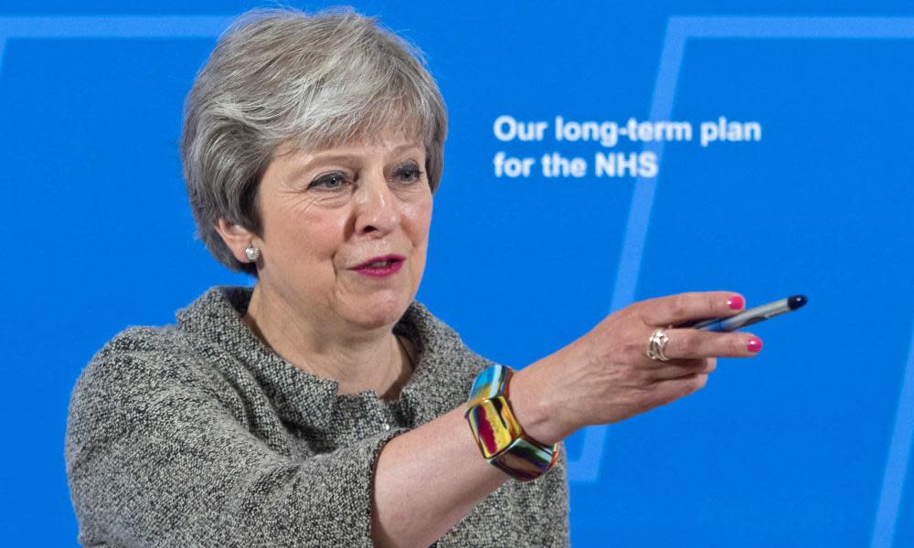 Theresa May speaks at the Royal Free Hospital in London on 18 June 2018