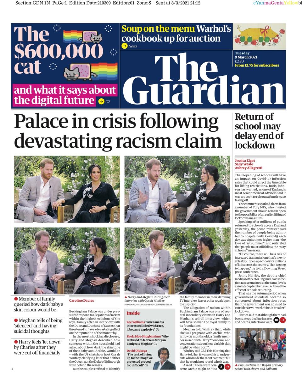 Buckingham Palace is 'in crisis' after the interview, according to The Guardian.