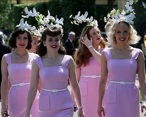 Luckily, these girls found a way round the danger: they dodged those rabid peacocks by sneaking in through a hedge. Sadly, they all ended up with bits of flower in their hair - and nobody had the heart to tell them.