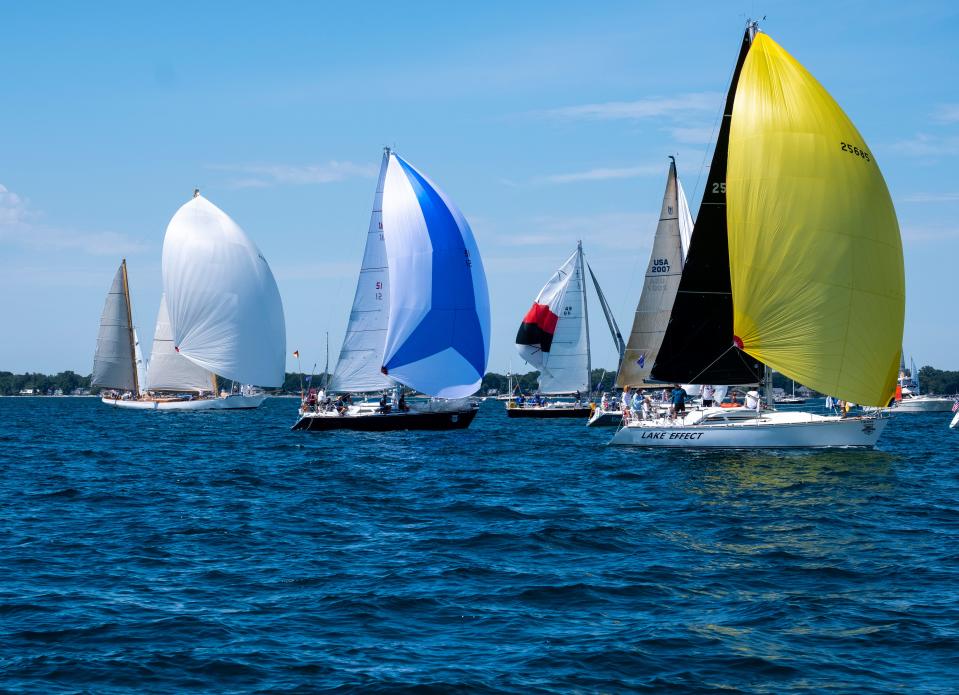 Sailboats compete in the 2019 Bell's Beer Bayview Mackinac Race Saturday, July 20, 2019, on Lake Huron.