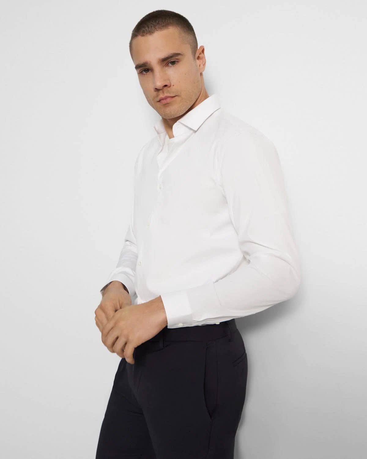 best white dress shirt, theory silvain shirt