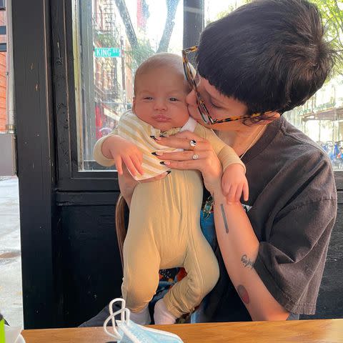 Halsey/Instagram Halsey kissing baby Ender on the cheek