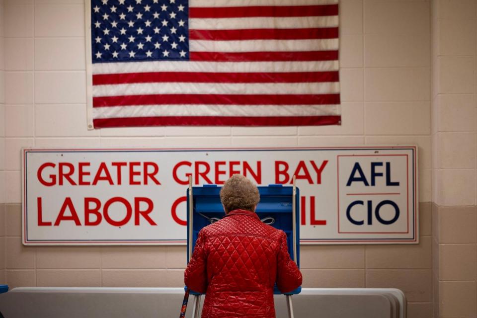 PHOTO: A resident casts their ballot in the state's primary election at a polling location, April 2, 2024, in Green Bay, Wis. (Scott Olson/Getty Images)