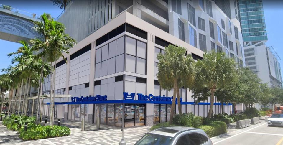 Representación de The Container Store en el Miami Worldcenter. La tienda firmó un contrato de arrendamiento para abrir en 2024.