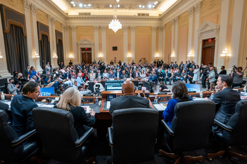Rep. Bennie Thompson gavels closed the seventh hearing held by the Select Committee to Investigate the January 6th Attack on the U.S. Capitol on July 12, 2022.<span class="copyright">Shawn Thew—Pool/Getty Images</span>
