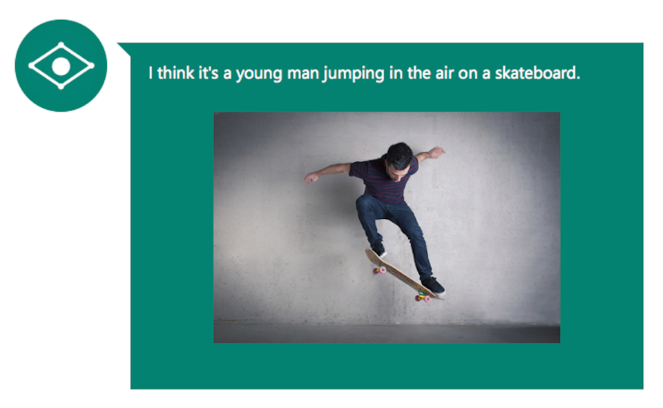 microsoft ai bot captionbot skateboarder