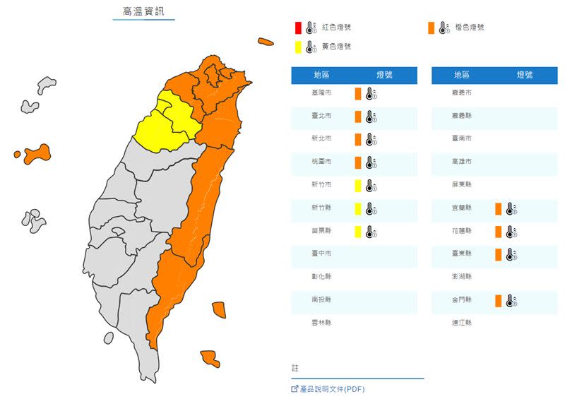 氣象局指出，天氣晴朗炎熱，東南部地區有焚風發生的機率。（圖／中央氣象局）