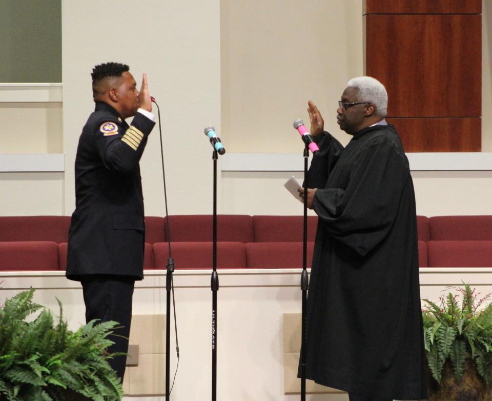 Clarence Reese was sworn in as Cheif of the Shreveport Fire Department by Judge Carl E. Stewart Monday, June 27, 2022 at Morning Star Baptist Church.