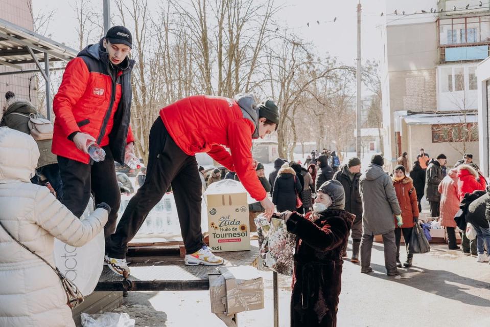 Employees of Ukraine’s largest private delivery firm Nova Poshta find themselves ion the front line of the humanitarian effort (Supplied)