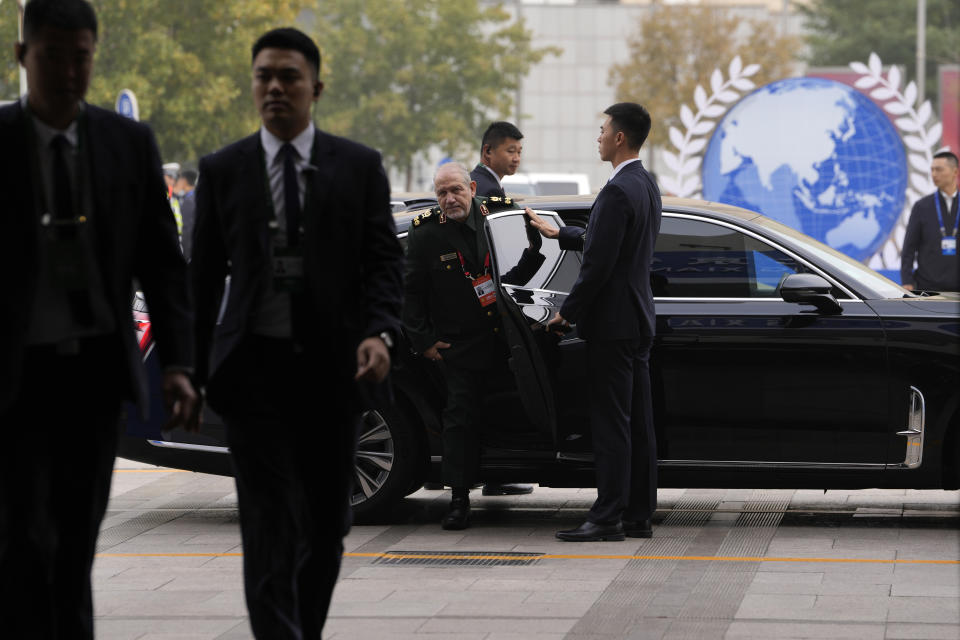 Safavi Homami Seyed Yahya, assistant and senior advisor to the supreme Leader of Islamic Republic of Iran, arrives for the 10th Beijing Xiangshan Forum in Beijing, Tuesday, Oct. 31, 2023. (AP Photo/Ng Han Guan)