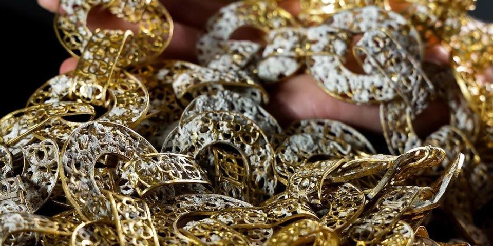 A 5-foot, 9-inch long gold chain found in the ship wreck of the Nuestra Señora de las Maravillas.