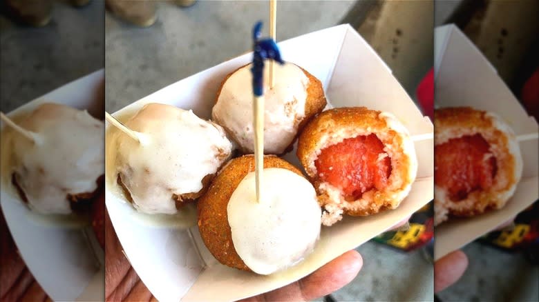 Deep-fried watermelon bites 