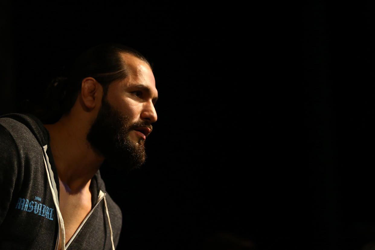 NEW YORK, NEW YORK - OCTOBER 30:  UFC fighter Jorge Masvidal fields questions from the media during open workouts for UFC 244 at The Hulu Theater at Madison Square Garden on October 30, 2019 in New York City. (Photo by Mike Stobe/Zuffa LLC)