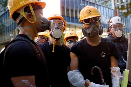 Demonstration demanding Hong Kong's leaders to step down and withdraw the extradition bill, in Hong Kong