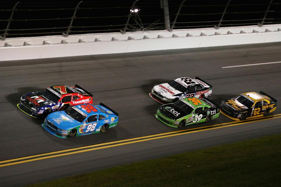 Almirola (No. 98) was declared the winner of Friday's race (Getty). 